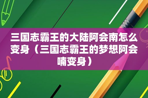 三国志霸王的大陆阿会南怎么变身（三国志霸王的梦想阿会喃变身）