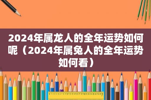 2024年属龙人的全年运势如何呢（2024年属兔人的全年运势如何看）