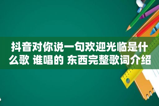 抖音对你说一句欢迎光临是什么歌 谁唱的 东西完整歌词介绍