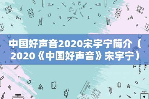 中国好声音2020宋宇宁简介（2020《中国好声音》宋宇宁）