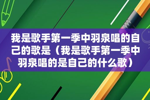 我是歌手第一季中羽泉唱的自己的歌是（我是歌手第一季中羽泉唱的是自己的什么歌）