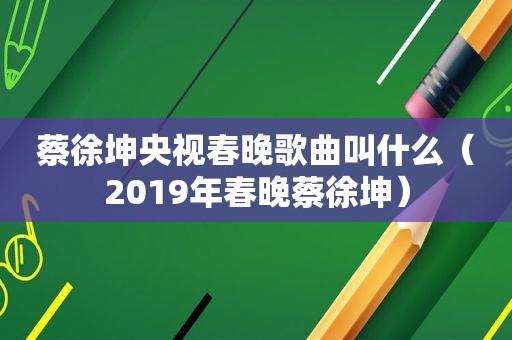 蔡徐坤央视春晚歌曲叫什么（2019年春晚蔡徐坤）