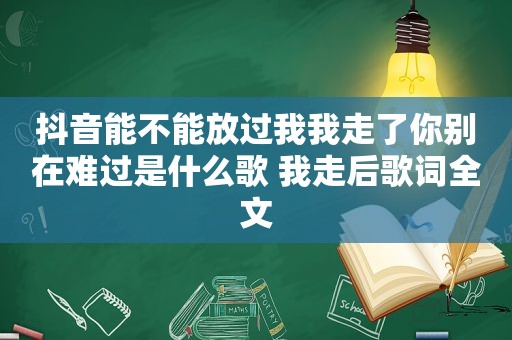 抖音能不能放过我我走了你别在难过是什么歌 我走后歌词全文