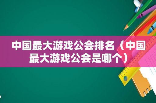 中国最大游戏公会排名（中国最大游戏公会是哪个）