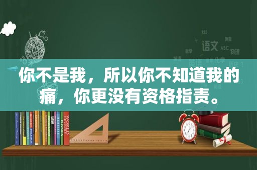 你不是我，所以你不知道我的痛，你更没有资格指责。