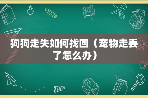 狗狗走失如何找回（宠物走丢了怎么办）