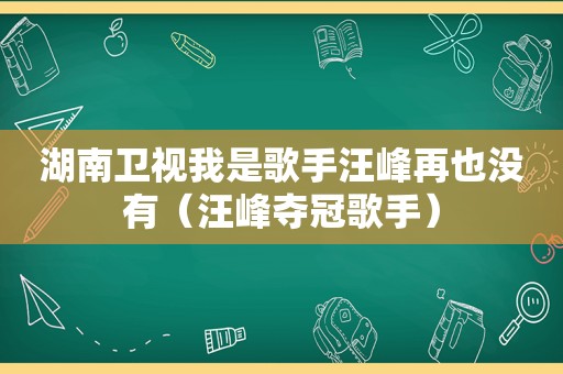 湖南卫视我是歌手汪峰再也没有（汪峰夺冠歌手）