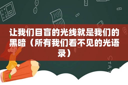 让我们目盲的光线就是我们的黑暗（所有我们看不见的光语录）