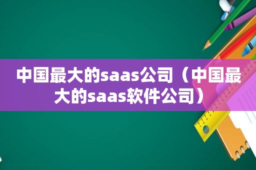 中国最大的saas公司（中国最大的saas软件公司）