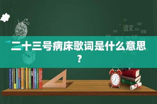 二十三号病床歌词是什么意思？