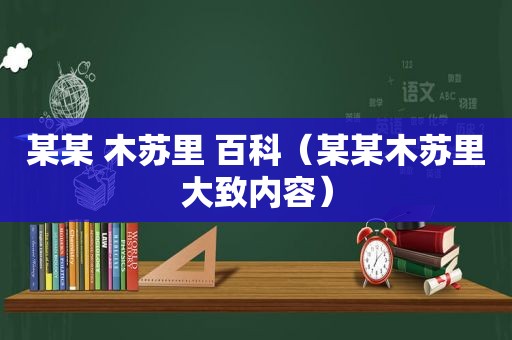 某某 木苏里 百科（某某木苏里大致内容）