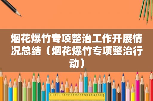 烟花爆竹专项整治工作开展情况总结（烟花爆竹专项整治行动）