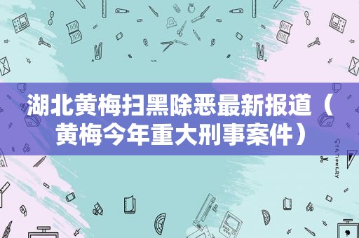 湖北黄梅扫黑除恶最新报道（黄梅今年重大刑事案件）