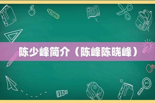 陈少峰简介（陈峰陈晓峰）