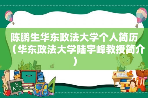 陈鹏生华东政法大学个人简历（华东政法大学陆宇峰教授简介）