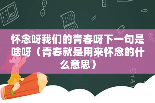 怀念呀我们的青春呀下一句是啥呀（青春就是用来怀念的什么意思）