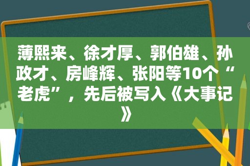  *** 、 *** 、 *** 、孙政才、房峰辉、张阳等10个“老虎”，先后被写入《大事记》