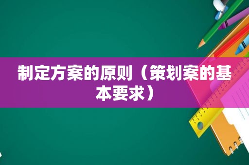 制定方案的原则（策划案的基本要求）