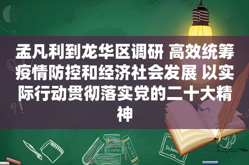 孟凡利到龙华区调研 高效统筹疫情防控和经济社会发展 以实际行动贯彻落实党的二十大精神