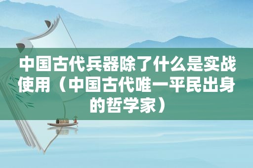 中国古代兵器除了什么是实战使用（中国古代唯一平民出身的哲学家）