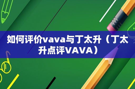 如何评价vava与丁太升（丁太升点评VAVA）