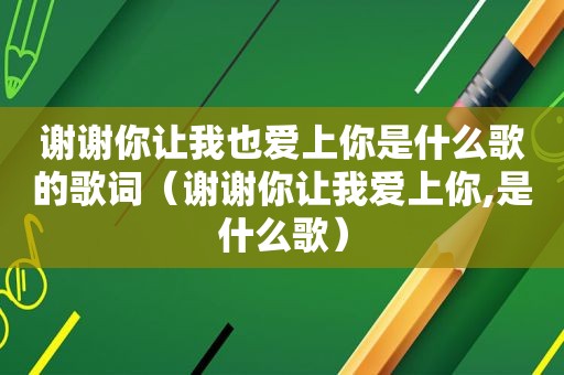 谢谢你让我也爱上你是什么歌的歌词（谢谢你让我爱上你,是什么歌）