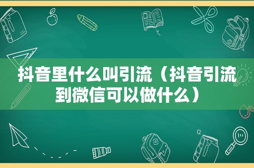 抖音里什么叫引流（抖音引流到微信可以做什么）