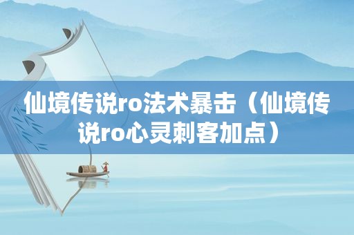 仙境传说ro法术暴击（仙境传说ro心灵刺客加点）