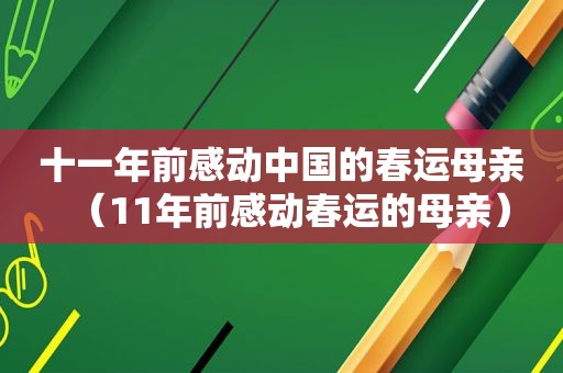 十一年前感动中国的春运母亲（11年前感动春运的母亲）