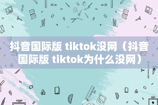 抖音国际版 tiktok没网（抖音国际版 tiktok为什么没网）