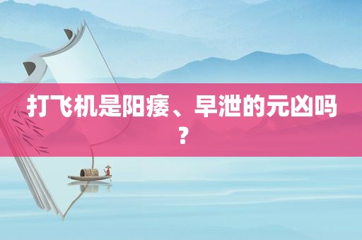 打飞机是阳痿、早泄的元凶吗？