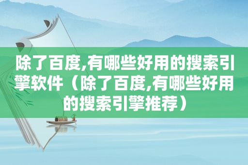 除了百度,有哪些好用的搜索引擎软件（除了百度,有哪些好用的搜索引擎推荐）