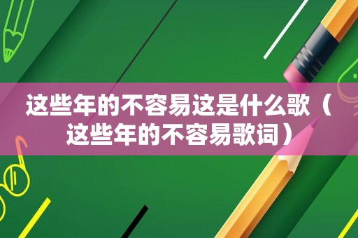 这些年的不容易这是什么歌（这些年的不容易歌词）