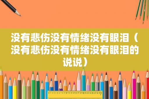 没有悲伤没有情绪没有眼泪（没有悲伤没有情绪没有眼泪的说说）