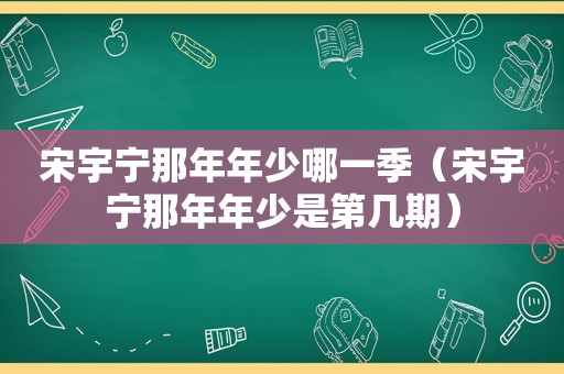 宋宇宁那年年少哪一季（宋宇宁那年年少是第几期）