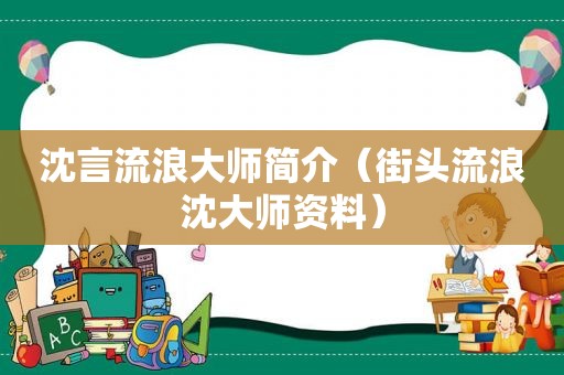 沈言流浪大师简介（街头流浪沈大师资料）