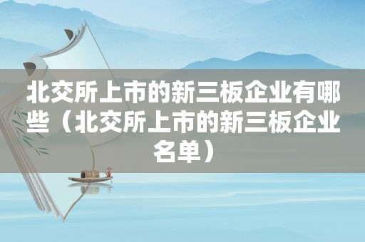 北交所上市的新三板企业有哪些（北交所上市的新三板企业名单）