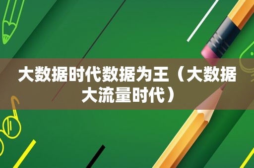 大数据时代数据为王（大数据大流量时代）