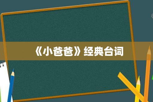 《小爸爸》经典台词