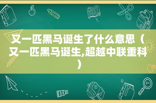 又一匹黑马诞生了什么意思（又一匹黑马诞生,超越中联重科）