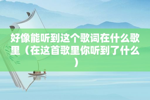 好像能听到这个歌词在什么歌里（在这首歌里你听到了什么）