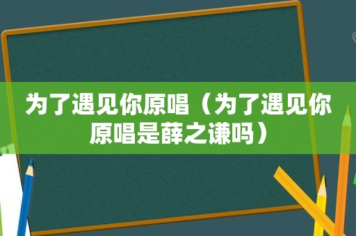 为了遇见你原唱（为了遇见你原唱是薛之谦吗）