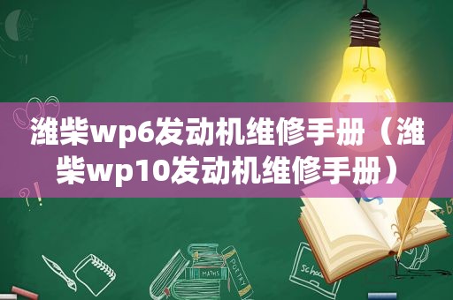 潍柴wp6发动机维修手册（潍柴wp10发动机维修手册）