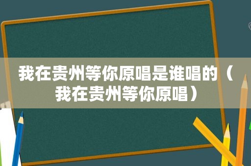 我在贵州等你原唱是谁唱的（我在贵州等你原唱）  第1张