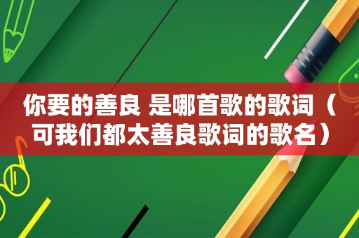 你要的善良 是哪首歌的歌词（可我们都太善良歌词的歌名）