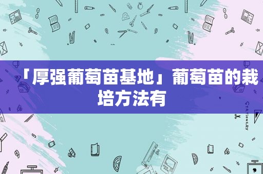 「厚强葡萄苗基地」葡萄苗的栽培方法有