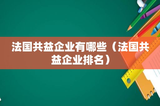 法国共益企业有哪些（法国共益企业排名）