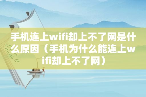 手机连上wifi却上不了网是什么原因（手机为什么能连上wifi却上不了网）