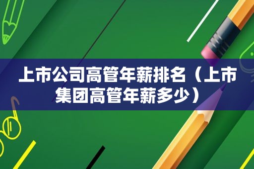 上市公司高管年薪排名（上市集团高管年薪多少）