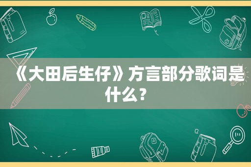 《大田后生仔》方言部分歌词是什么？